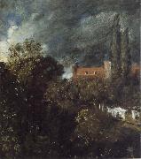 John Constable View into a Garden in Hampstead with a Red House beyond France oil painting artist